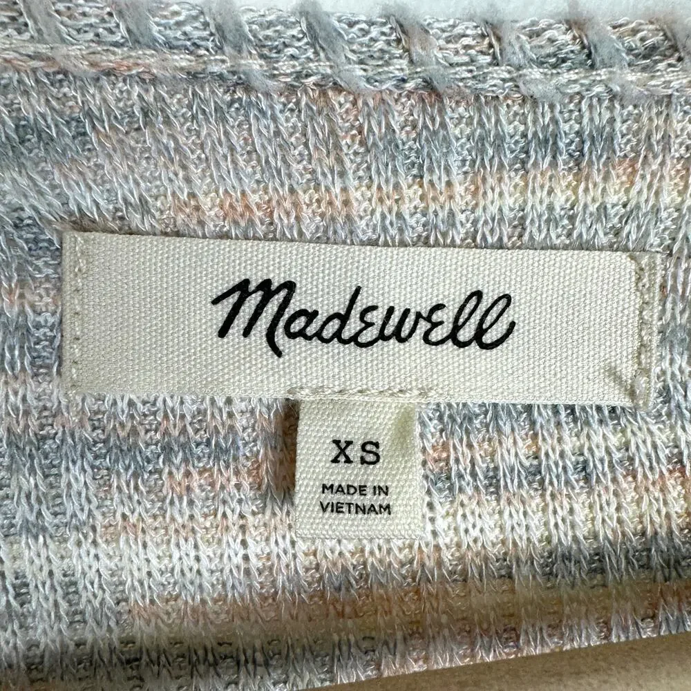 Madewell Space-Dye Faux-Wrap Knit Sweater Top Soft Rainbow Size XS Long Sleeve